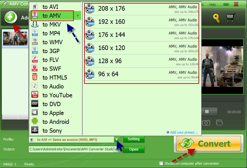 You can convert video to AMV easy and fast with this software.