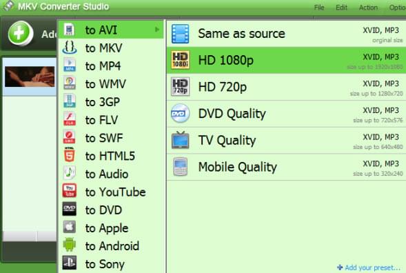 Using MKV to AVI Converter, I am sure you can convert MKV to AVI with high quality.